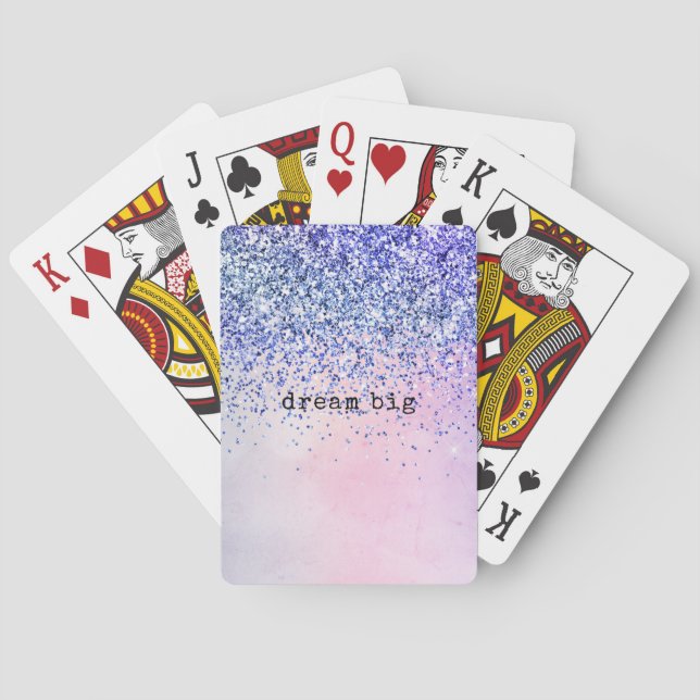 Purple Pink Blue Ombre Glitter Playing Cards (Back)
