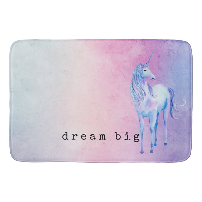 Purple Pink Blue Ombre Unicorn Bath Mat (Front)