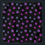 Purple Pink Blue Paw Prints Pattern Black Bandana<br><div class="desc">Show how much you love animals with this cute and girly purple,  pink and blue paw print patterned bandanna. Bet your pet will look adorable wearing it too!</div>