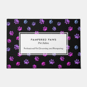 Purple Pink Blue Paw Prints Professional Pet Salon Doormat (Front)