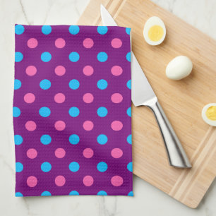 Purple Pink Blue Polka Dot Pattern Tea Towel