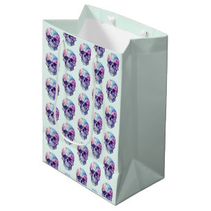 Purple Pink Blue Skull Light Green Halloween Medium Gift Bag