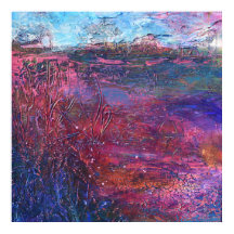 Purple Pink Blue Textured Abstract Painting