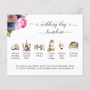 Purple, Pink, Blue Wedding Timeline and Program