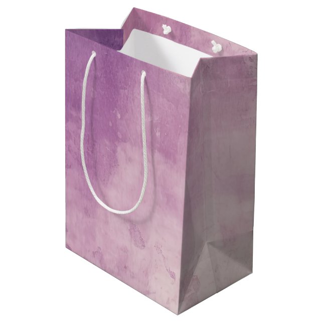 Purple Pink Blush Texture Medium Gift Bag (Back Angled)