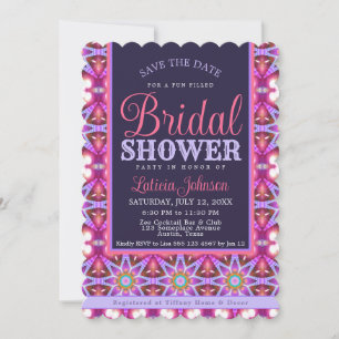 Purple Pink Bohemian Star Bridal Shower Party Invitation