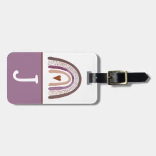 Purple & Pink Boho Rainbow Kid's Initial Luggage Tag