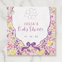 Purple Pink Bow Wildflowers Blooms Baby Shower