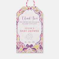 Purple Pink Bow Wildflowers Blooms Baby Shower