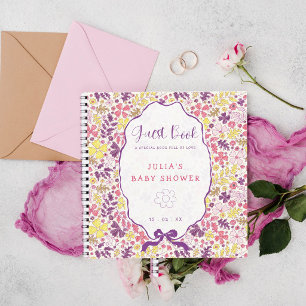 Purple Pink Bow Wildflowers Blooms Baby Shower Notebook