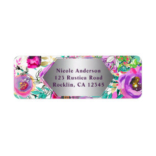 Purple Pink Bright Colourful Modern Floral Pattern