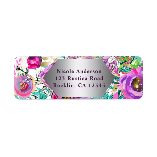 Purple Pink Bright Colourful Modern Floral Pattern (Front)