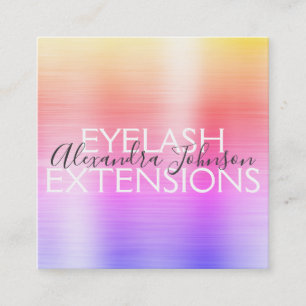 Purple Pink Brushed Metal Eyelash Extensions Square Business Card