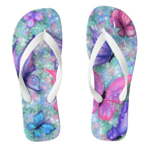 Purple Pink Butterflies Flip Flops