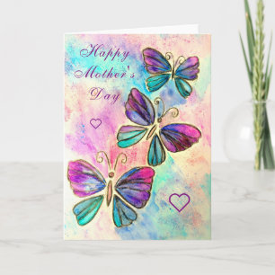 Purple Pink Butterflies Mother's Day Card