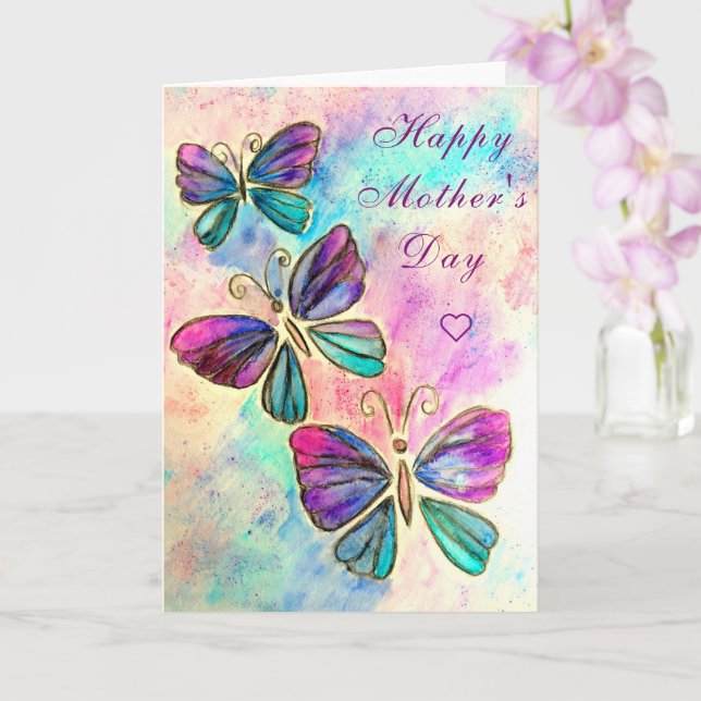 Purple Pink Butterflies Mother's Day Card (Orchid)