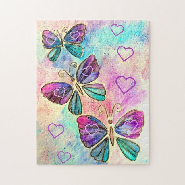 Purple Pink Butterflies Puzzle (Vertical)