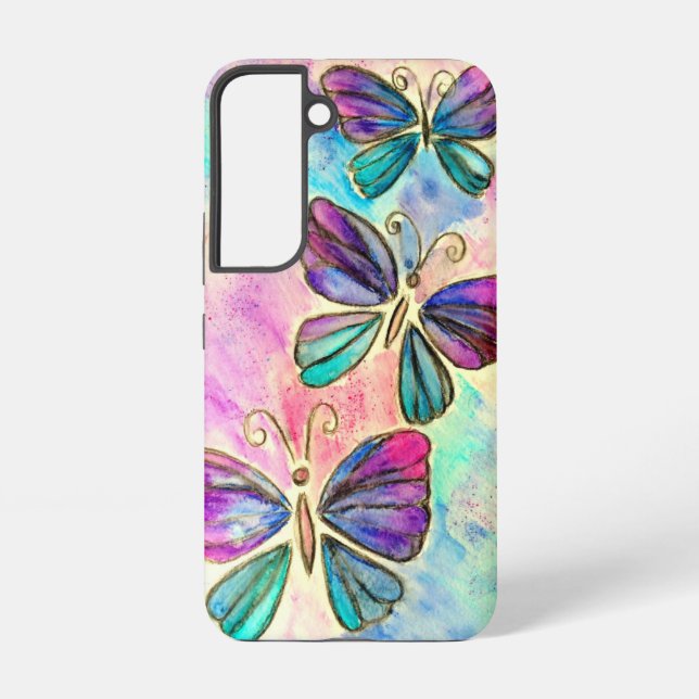 Purple Pink Butterflies Samsung Galaxy Case (Back)