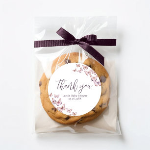 Purple & Pink Butterfly Baby Shower Favour Sticker