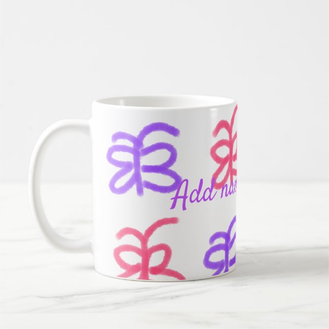 Purple pink butterfly doodle pattern add name text coffee mug (Left)