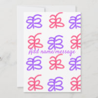 Purple pink butterfly doodle pattern add name text