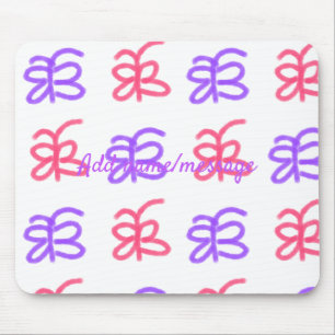 Purple pink butterfly doodle pattern add name text mouse mat