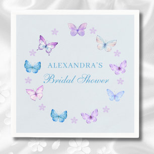 Purple Pink Butterfly Dusty Blue Bridal Shower Napkin
