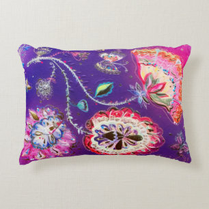 Purple Pink Butterfly Floral Garden Decorative Cushion