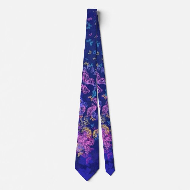 Purple Pink Butterfly Neck Tie (Front)