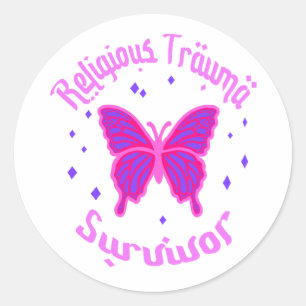 Purple Pink Butterfly Religious Trauma Survivor Classic Round Sticker