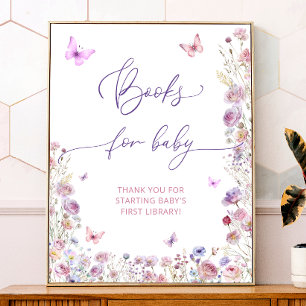 Purple Pink Butterfly Wildflowers Books for Baby Poster