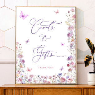 Purple Pink Butterfly Wildflowers Cards and Gifts Poster