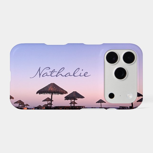 Purple Pink California Beach Sunset Add Your Name (Back (Horizontal))