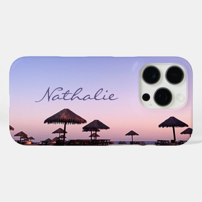 Purple Pink California Beach Sunset Add Your Name Case-Mate iPhone Case (Back (Horizontal))