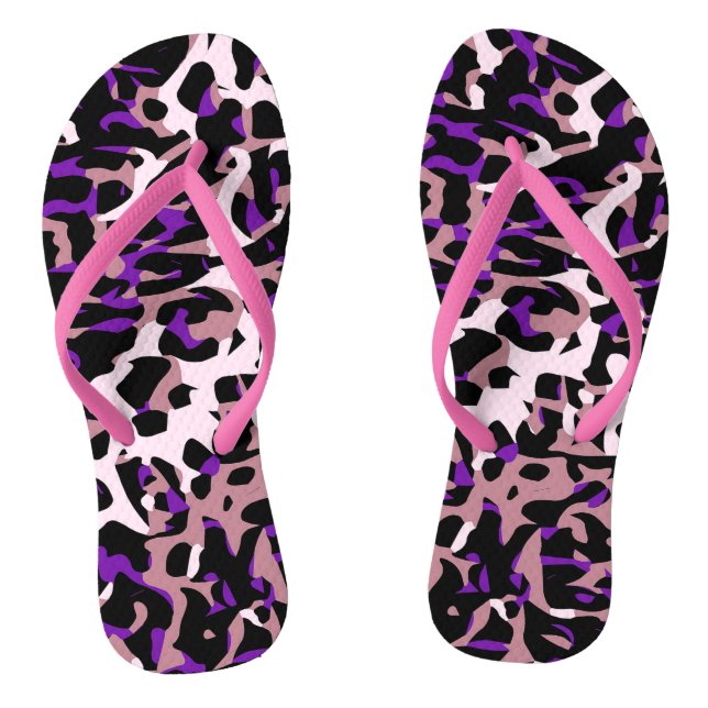 Purple Pink Cheetah Abstract Flip Flops (Footbed)