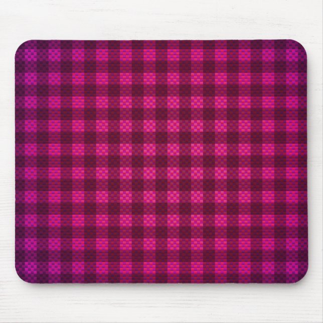 Purple pink chequered carbon fibre patterned mouse mat (Front)