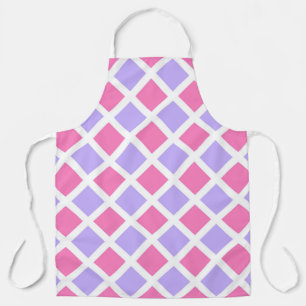 Purple Pink Chequered Diamond Pattern Apron