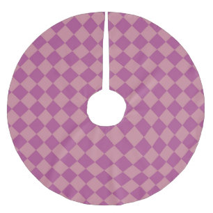 Purple Pink Chequered Diamond Pattern Brushed Polyester Tree Skirt
