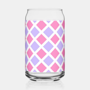 Purple Pink Chequered Diamond Pattern Can Glass