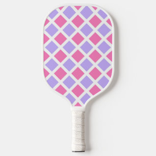 Purple Pink Chequered Diamond Pattern Pickleball Paddle