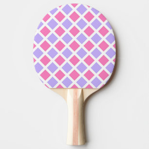 Purple Pink Chequered Diamond Pattern Ping Pong Paddle
