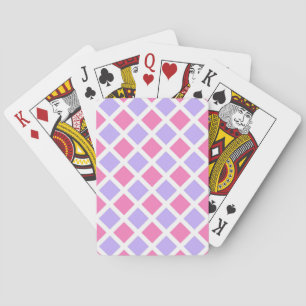Purple Pink Chequered Diamond Pattern Playing Cards