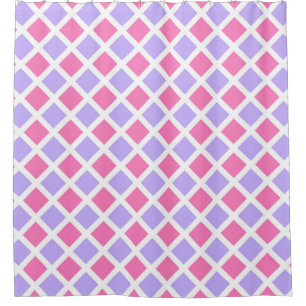 Purple Pink Chequered Diamond Pattern Shower Curtain