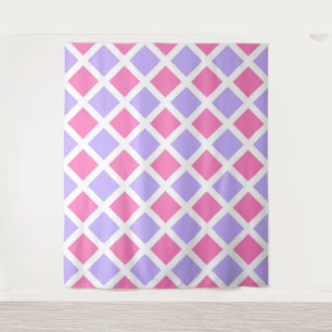 Purple Pink Chequered Diamond Pattern Tapestry