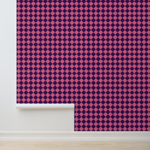 Purple Pink Chequered Diamond Pattern Wallpaper