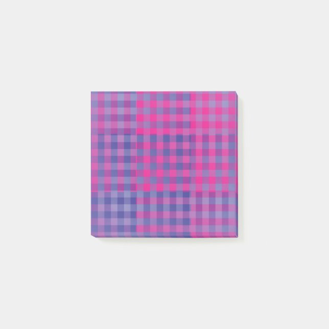 Purple Pink Chequered Patchwork Pattern Post-it Notes (Front)