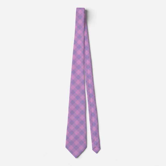 Purple Pink Chequered Pattern Tie (Front)