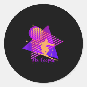 Purple Pink Colorado Skiing Ski Cooper Leadville C Classic Round Sticker