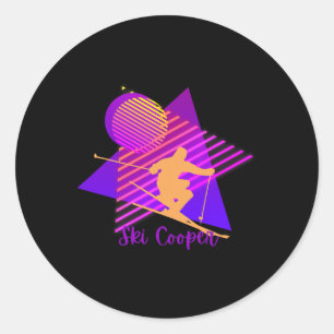 Purple Pink Colorado Skiing Ski Cooper Leadville C Classic Round Sticker