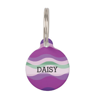 Purple & Pink Colourful Wavy Custom Pet Tag